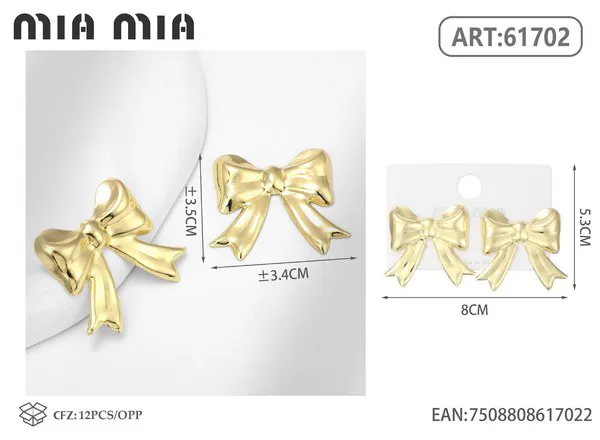 Aretes de moño dorados