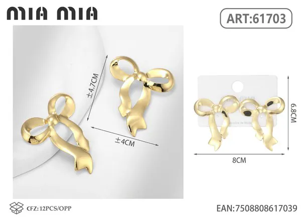 Aretes de moño dorados