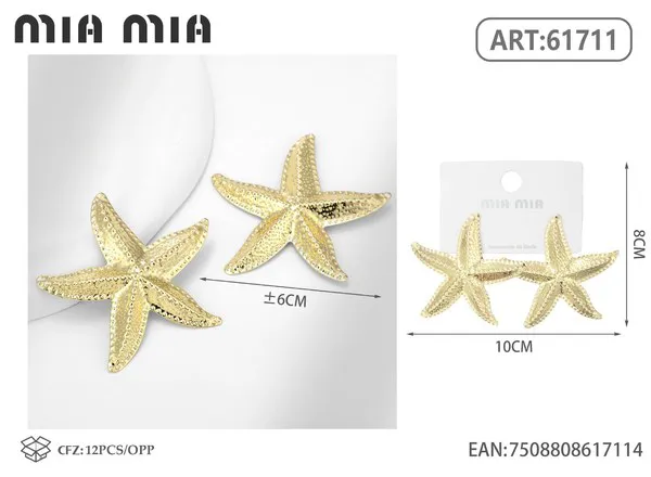 Aretes de estrella de mar dorados