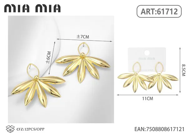 Aretes colgantes de hojas, dorados
