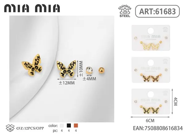 Juego de aretes surtidos de mariposa