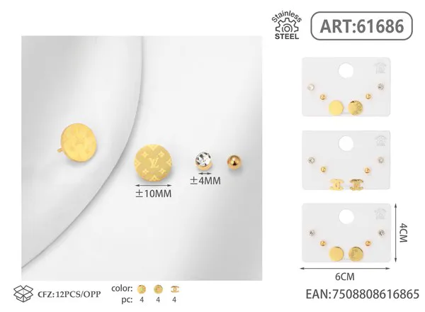 Juego de aretes surtidos, dorados
