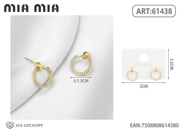 Aretes con aro colgante de circonias, dorados