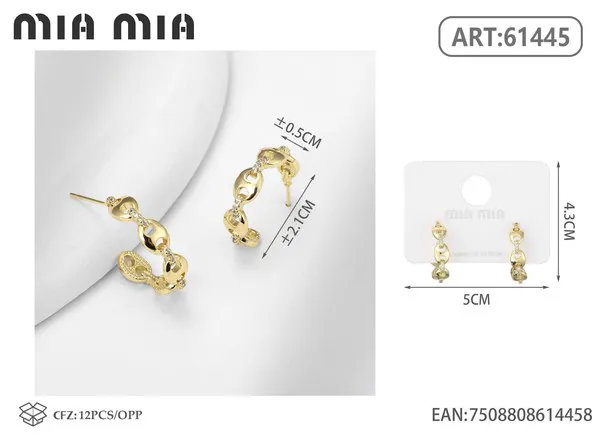 Argollas con diseño y circonias, doradas