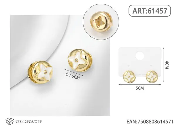 Aretes de flor de concha, dorados