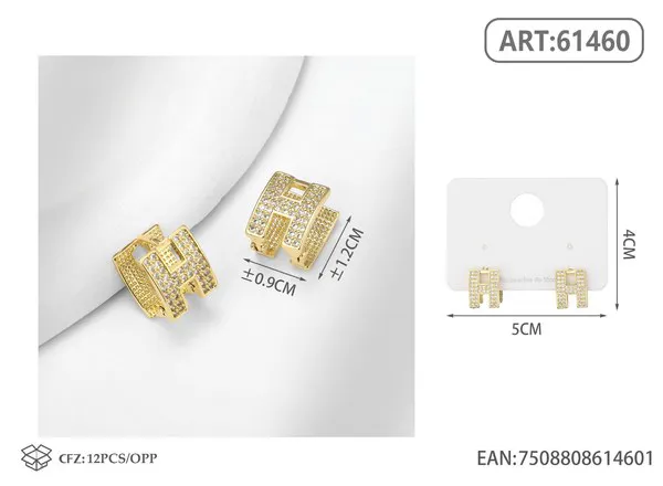 Aretes con circonias, dorados