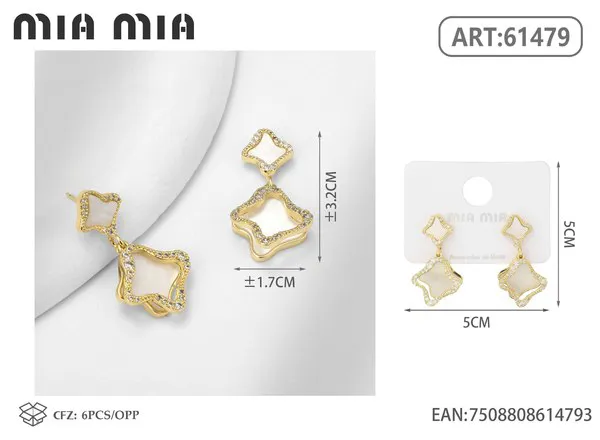 Aretes colgantes de rombo con concha nácar