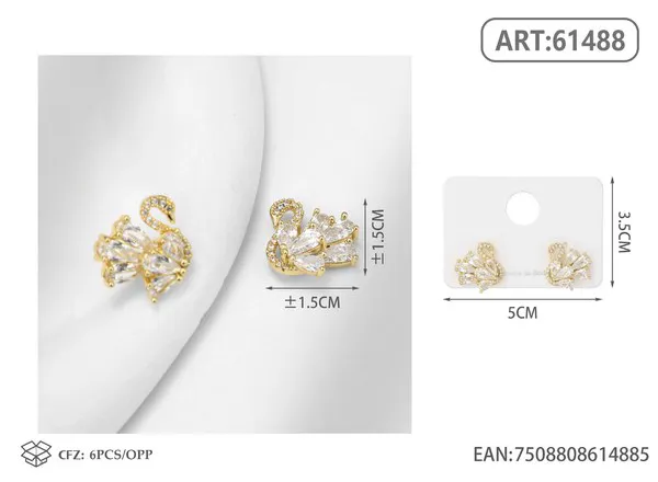 Aretes de cisne con circonias