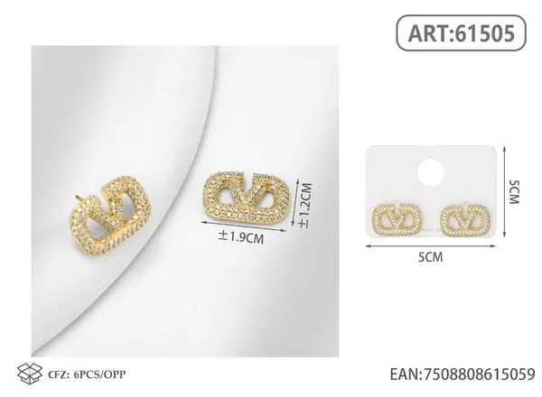 Aretes de diseño de marca dorados con circonias