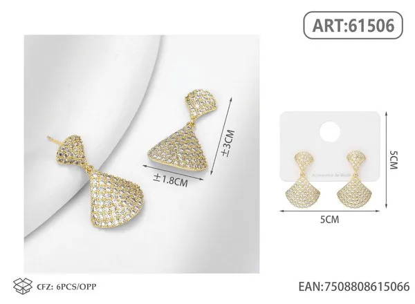 Aretes colgantes de abanico con circonias