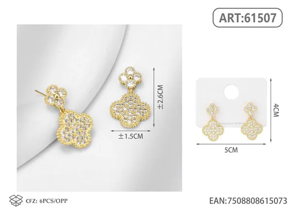 Aretes de trébol con circonias