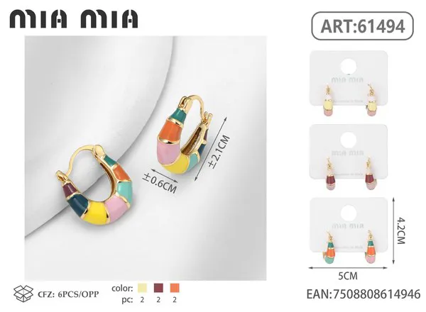 Argollas de esmalte multicolor