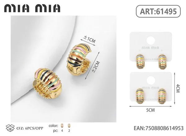 Argollas anchas de esmalte multicolor