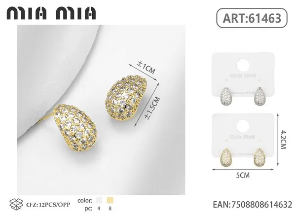 Aretes de gota dorados con circonias