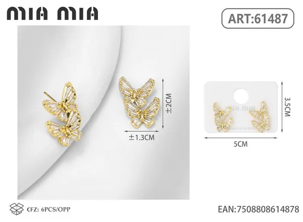 Aretes de mariposa dorados