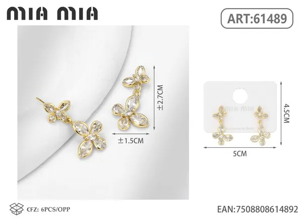 Aretes colgantes de mariposa con circonias