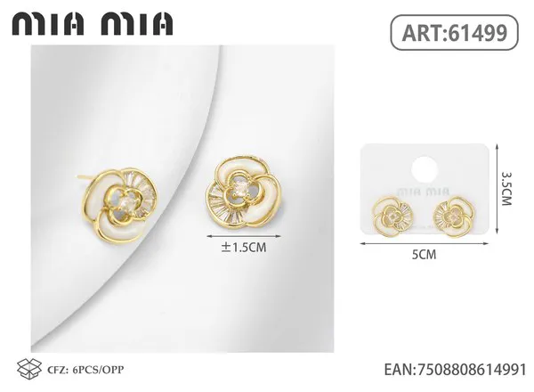 Aretes de flor de concha nácar, dorados