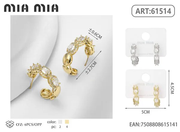 Argollas doradas con circonias ovaladas