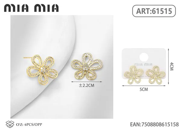 Aretes de flor dorados con circonias