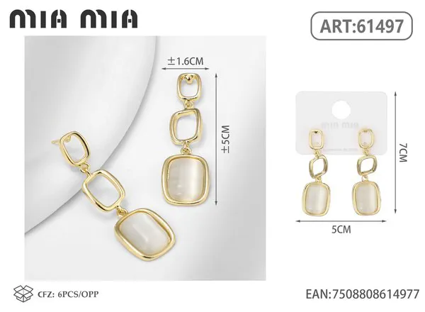 Aretes largos de ojo de gato dorados