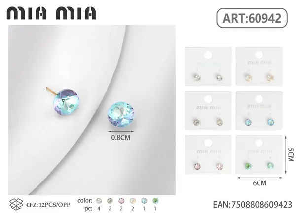 Aretes redondos de cristal tornasol