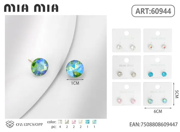 Aretes redondos de cristal verde