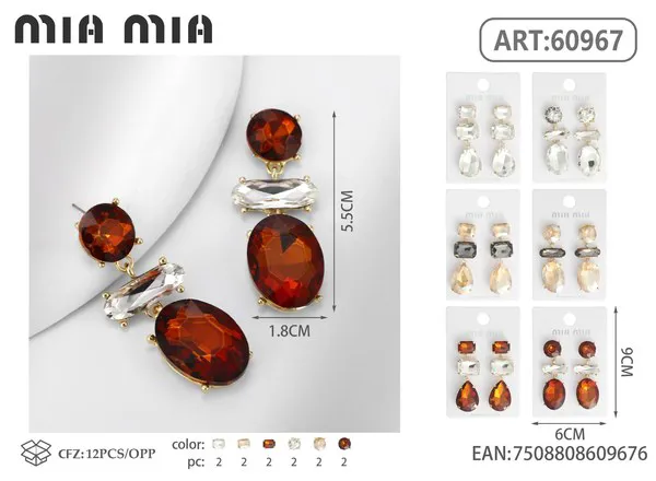 Aretes colgantes de cristal ámbar