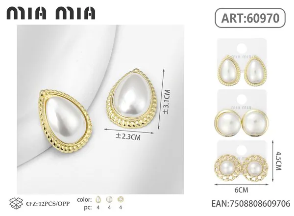 Aretes de gota de perla dorados
