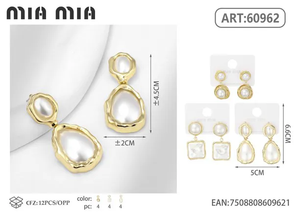 Aretes colgantes de perla barroca dorados