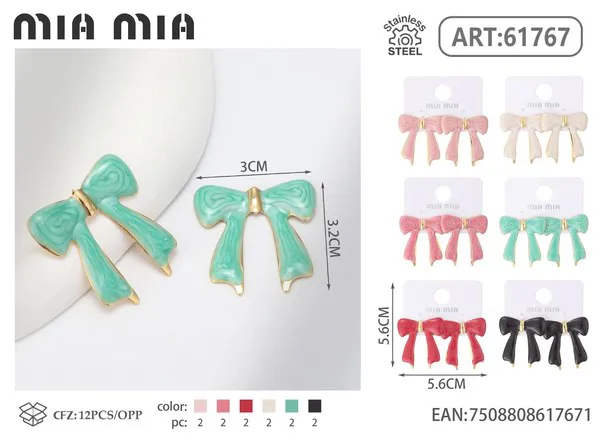 Aretes de moño de esmalte