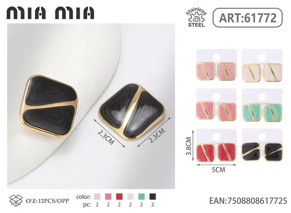 Aretes cuadrados de esmalte de acero inoxidable