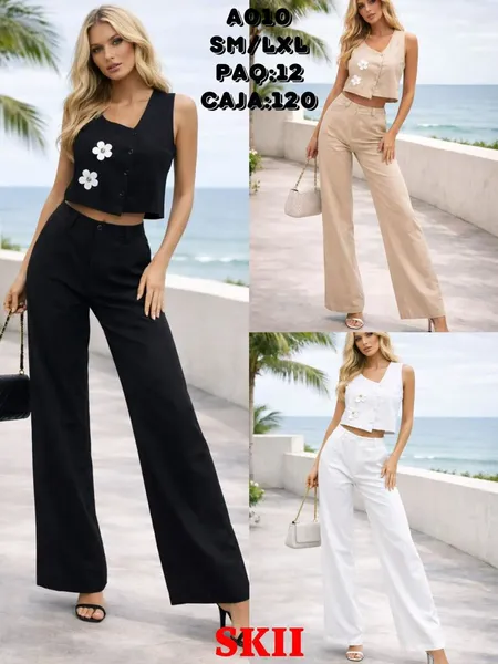 Conjunto de Top Sin Mangas y Pantalón Palazzo-A010