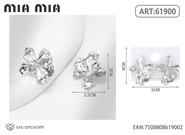 Aretes de flor transparente plateados