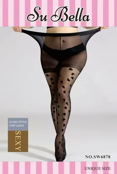 Pantimedias con estampado de corazones