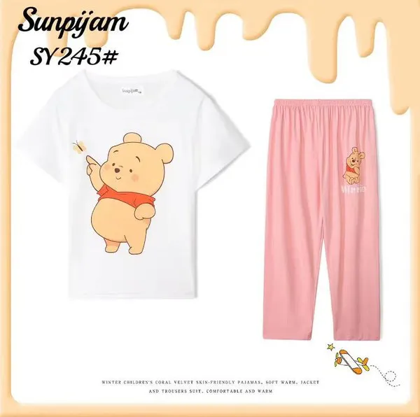 Pijama de manga corta y pantalón largo para niña