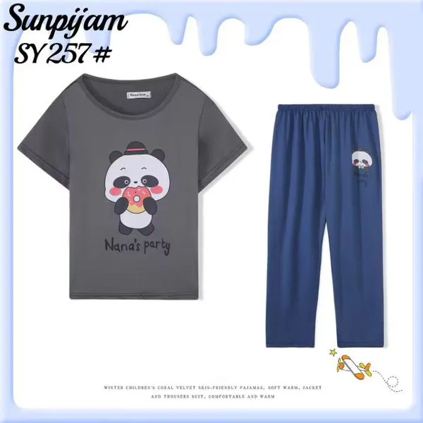 Pijama de manga corta y pantalón largo para niño