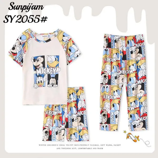 Conjunto de pijama de 3 piezas con estampado de caricatura para niño