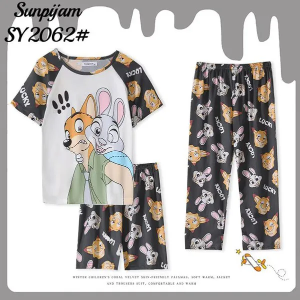 Conjunto de pijama de 3 piezas con estampado de caricatura para niño