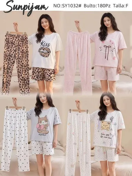 Conjunto de pijama de 3 piezas para dama
