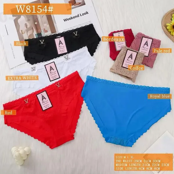 Calzón bikini sin costuras con borde de encaje