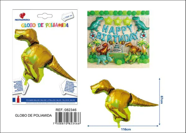 Globo metálico de tiranosaurio