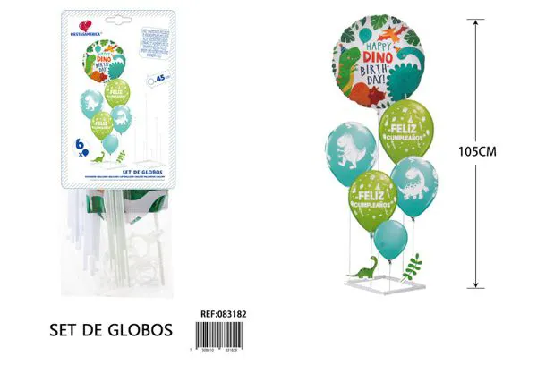 Globos metálicos temática dinosaurios