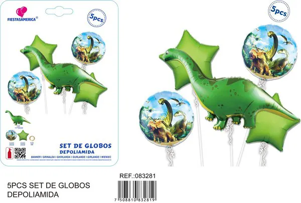 Globos metálicos de dinosaurio cuello largo