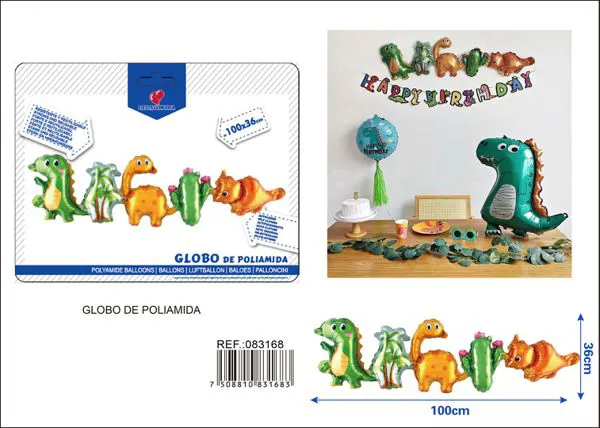 Globo metálico de dinosaurio mini