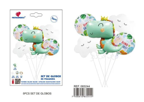 Globos metálicos de dinosaurio