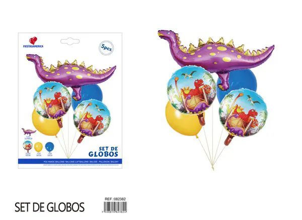 Globos metálicos de estegosaurio morado