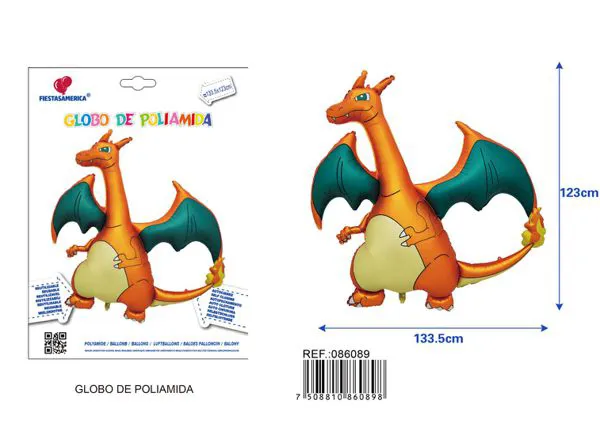 Globo metálico de dinosaurio