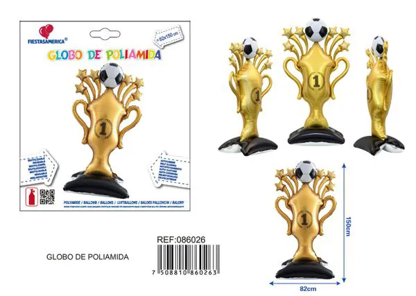 Globo metálico de trofeo de fútbol