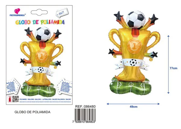 Globo metálico de trofeo de fútbol
