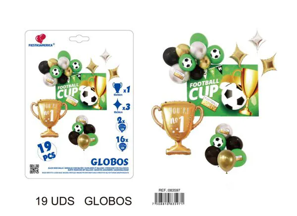 Globos metálicos de trofeo de fútbol